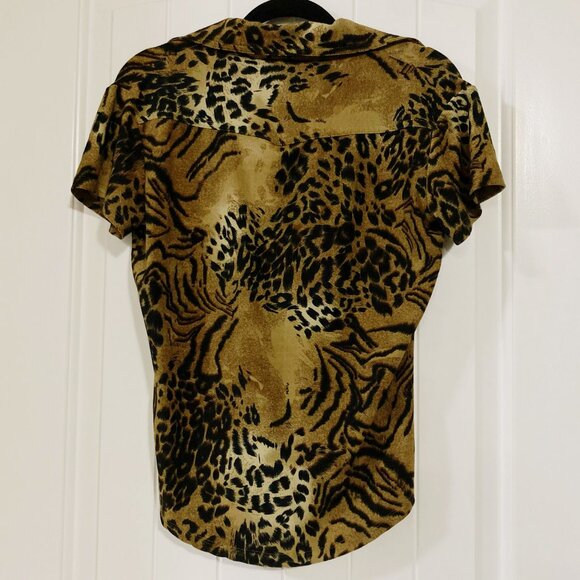 SASH Vintage leopard print short sleeve top ~ SMALL MEDIUM rockabilly goth shirt - Picture 14 of 14